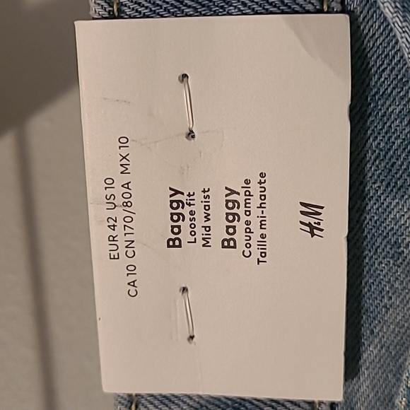 H&M Divided Baggy Loose Fit Mid Waist Wide Leg Jeans Wm 10 Cotton Casual Trendy - Picture 2 of 14